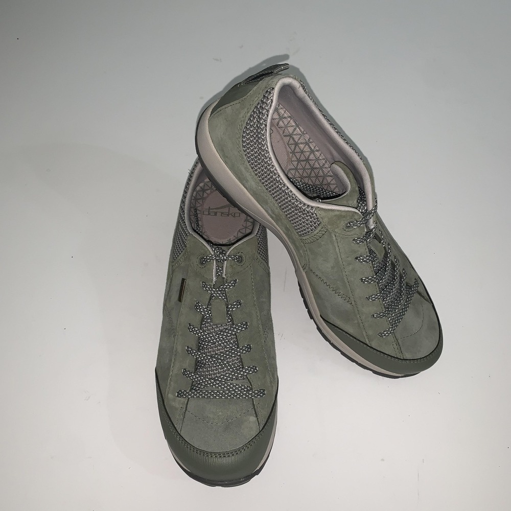 Dansko Shoes Womens Size 9.5 Green Leather Lace Up Comfort Waterproof Sneakers